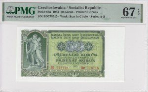 Československo 50 korun 1953 - PMG 67 EPQ Superb Gem Unc