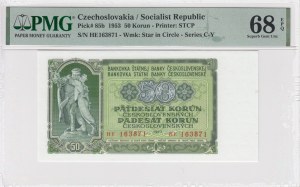 Československo 50 korun 1953 - PMG 68 EPQ Superb Gem Unc