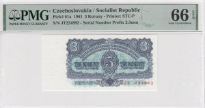 Tschechoslowakei 3 Kronen 1961 - PMG 66 EPQ Gem Uncirculated