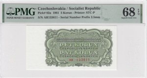 Československo 5 korun 1961 - PMG 68 EPQ Superb Gem Unc