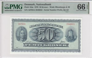 Dánsko 50 korun 1970 - PMG 66 EPQ Gem Uncirculated