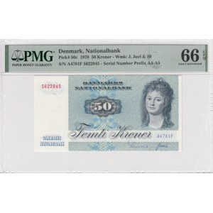 Denmark 50 Kroner 1978 - PMG 66 EPQ Gem Uncirculated