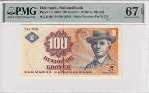 Dánsko 100 korún 2008 - PMG 67 EPQ Superb Gem Unc