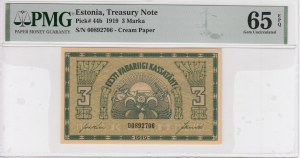 Estonia 3 Marki 1919 - PMG 65 EPQ Klejnot bez obiegu