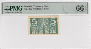 Estonia 5 Penni ND (1919) - PMG 66 EPQ Gem Uncirculated