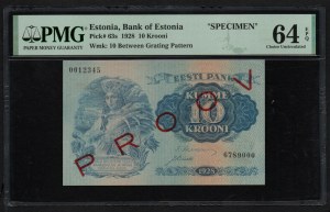 Estonia 10 Krooni 1928 - Specimen - PMG 64 EPQ Choice Uncirculated