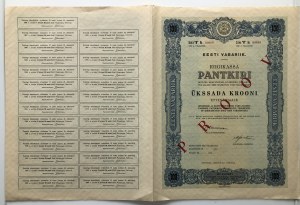Estonský státní dluhopis 100 Krooni 1929 - SPECIMEN