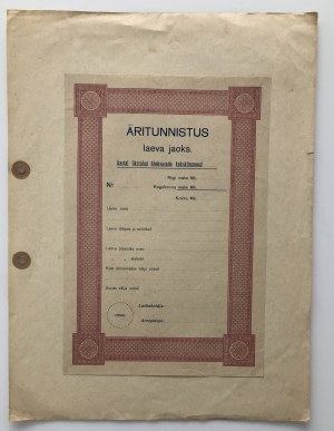 Estonsko Obchodní certifikát pro loď, před rokem 1930