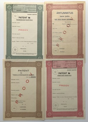 Estonia Patents & Certificate, before 1940 - Specimens (4)