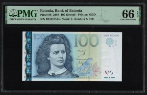Estonia 100 Krooni 2007 - PMG 66 EPQ Gemma Non Circolata