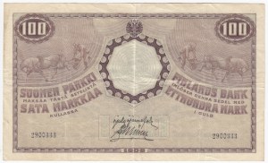 Finlandia (Russia) 100 Markkaa 1909 - Emissione del Commissariato del Popolo