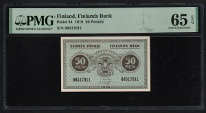 Finlandia 50 Pennia 1918 - PMG 65 EPQ Gem Uncirculated