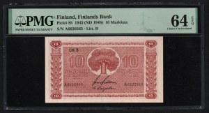 Finland 10 Markkaa 1945 - PMG 64 EPQ Choice Uncirculated