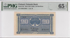 Finnland 20 Markkaa 1945 (ND 1948) - PMG 65 EPQ Gem Uncirculated