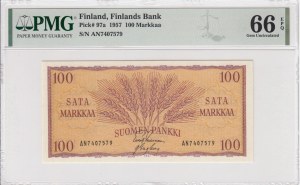 Finland 100 Markkaa 1957 - PMG 66 EPQ Gem Uncirculated