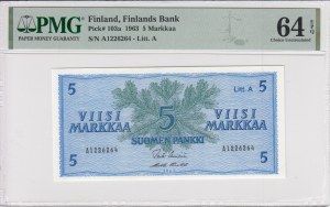 Finlandia 5 Markkaa 1963 - PMG 64 EPQ Choice Uncirculated
