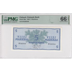 Finland 5 Markkaa 1963 - PMG 66 EPQ Gem Uncirculated