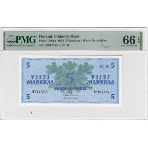 Finland 5 Markkaa 1963 - PMG 66 EPQ Gem Uncirculated