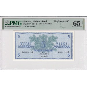 Finland 5 Markkaa 1963 - Replacement - PMG 65 EPQ Gem Uncirculated