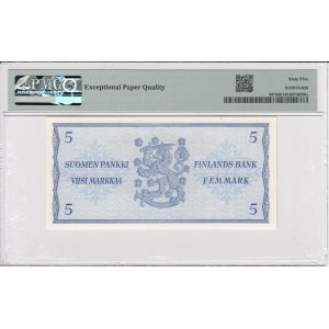 Finland 5 Markkaa 1963 - Replacement - PMG 65 EPQ Gem Uncirculated