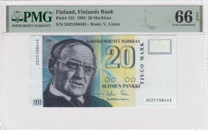 Finlandia 20 Markkaa 1993 - PMG 66 EPQ Gemma Non Circolata