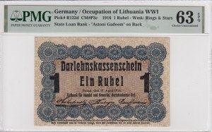 Niemcy (Okupacja Litwy, I wojna światowa, Posen) 1 Rubel 1916 - PMG 63 EPQ Choice Uncirculated