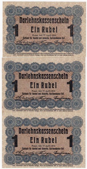 Deutschland (Besatzung Litauens im Ersten Weltkrieg, Posen) 1 Rubel 1916 (3)