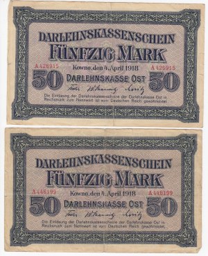 Německo (Okupace Litvy za 1. světové války, Kowno) 50 značek 1918 - Darlehnskasse Ost (2)