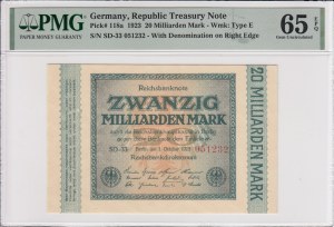 Germany 20 Milliarden Mark 1923 - PMG 65 EPQ Gem Uncirculated