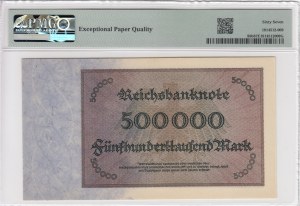 Německo 500 000 marek 1923 - PMG 67 EPQ Superb Gem Unc