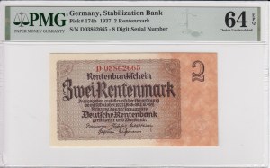 Germany 2 Rentenmark 1937 - PMG 64 EPQ Choice Uncirculated
