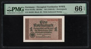 Německo (okupovaná území za druhé světové války) 1 říšská marka (1940-45) - PMG 66 EPQ Gem Uncirculated