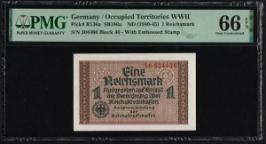 Allemagne (Territoires Occupés WWII) 1 Reichsmark ND (1940-1945) - PMG 66 EPQ Gem Uncirculated