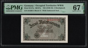 Germany (Occupied Territories WWII) 2 Reichsmark ND (1940-1945) - PMG 67 EPQ Superb Gem Unc