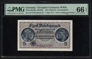 Germany (Occupied Territories WWII) 5 Reichsmark (1940-45) - PMG 66 EPQ Gem Uncirculated