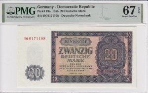 Niemcy (Republika Demokratyczna) 20 Deutsche Mark 1955 - PMG 67 EPQ Superb Gem Unc