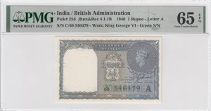 India 1 Rupee 1940 - PMG 65 EPQ Gem Uncirculated