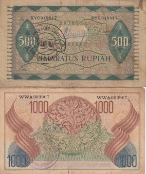 Indonésie 500 a 1000 rupií 1952 (2)