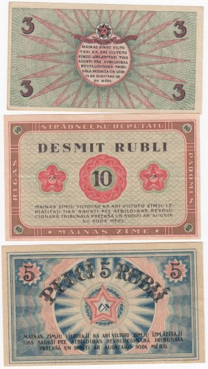 Lettland 10, 5, 3 Rubel 1919 (3)