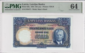 Latvia 50 Latu 1934 - PMG 64 Choice Uncirculated