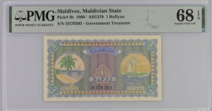 Maledivy 1 Rufiyaa 1960 - PMG 68 EPQ Superb Gem UNC
