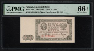 Poľsko 2 zloté 1948 - PMG 66 EPQ Gem Uncirculated
