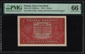 Polska 1 Marka 1919 - PMG 66 EPQ Klejnot bez obiegu