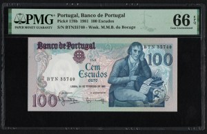 Portugalsko 100 escudos 1981 - PMG 66 EPQ Gem Uncirculated