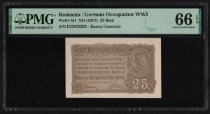 Romania 25 Bani ND (1917) - PMG 66 EPQ Gem Uncirculated