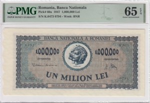Roumanie 1 000 000 Lei 1947 - PMG 65 EPQ Gem Uncirculated