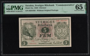 Schweden 5 Kronor 1948 - PMG 65 EPQ Gem Uncirculated