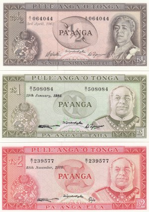 Tonga: Group of Banknotes 1967-82 (3)