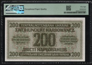Ucraina 200 Karbowanez 1942 - PMG 58 EPQ Scelta circa Unc