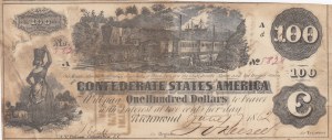 The Confederate States of America 100 Dollars 1862
